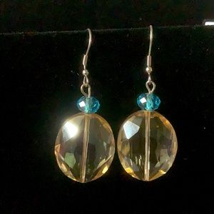 Large earrings faceted oval Austrian Crystals hook